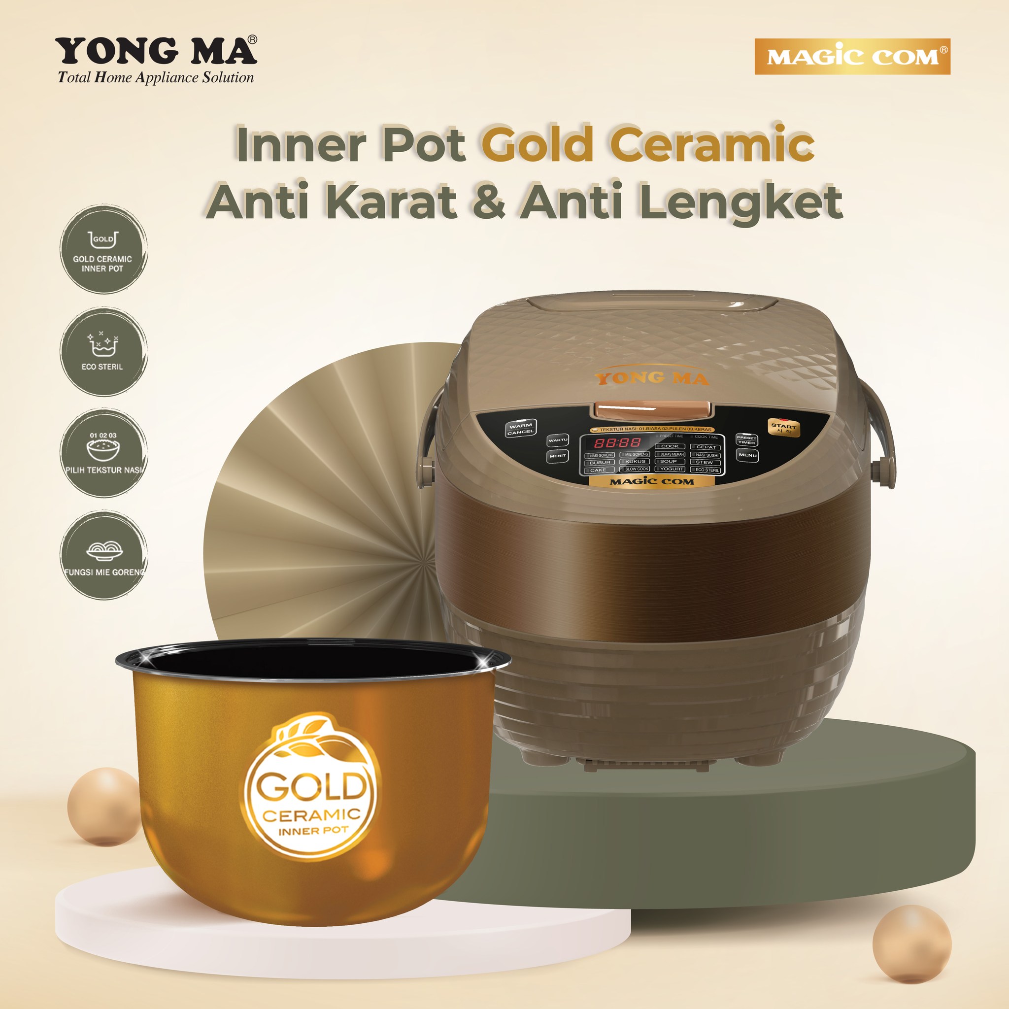 Yong Ma Digital Rice Cooker 2L - SMC8027N | SMC-8027N Gold